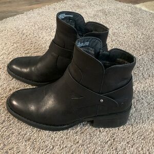 Born Black Leather Ankle Boots, womens size 9.5